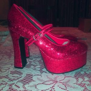 New Red Glitter Maryjanes Sz.8